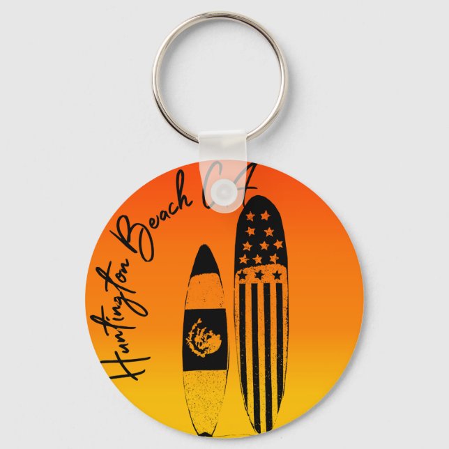 Llavero Tablas de surf y puestas de sol de Huntington Beac (Anverso)
