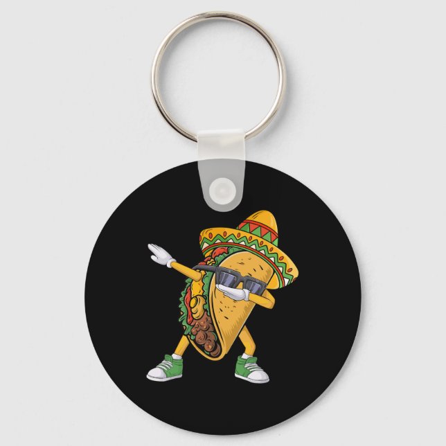 Llavero Taco Dabbing Cinco De Mayo Divertida Comida Mexica (Anverso)
