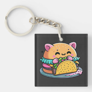 Llavero Taco de gato hamburgués - Cuto, capricho, gracioso