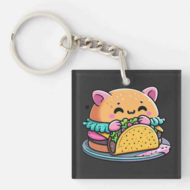 Llavero Taco de gato hamburgués - Cuto, capricho, gracioso (Frente)