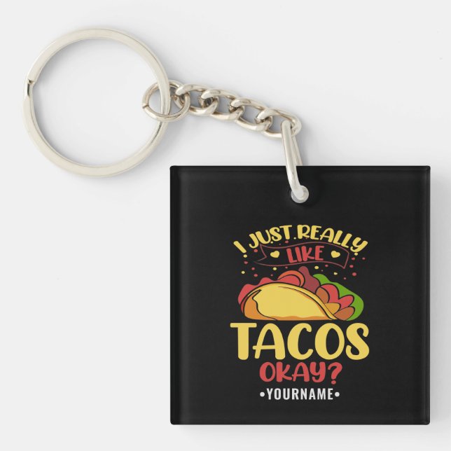 Llavero Taco Divertido Diciendo Que Me Gusta Mucho Tacos (Frente)