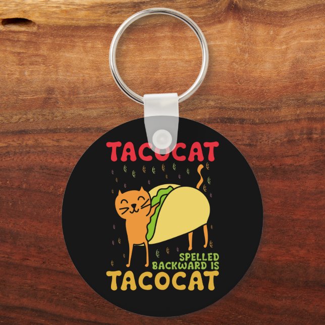 Llavero Tacocat Spelled Atrás Los Gatos De Tacos Cinco De  (Anverso)