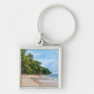 Llavero Tahiti Sand Beach Blue Sky Palm Trees