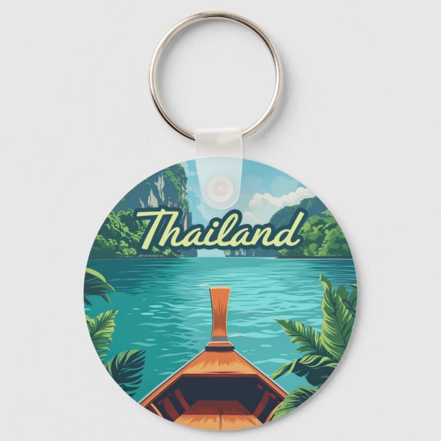 Llavero Tailandia Tropical Island Long Tail Bote Vintage (Anverso)