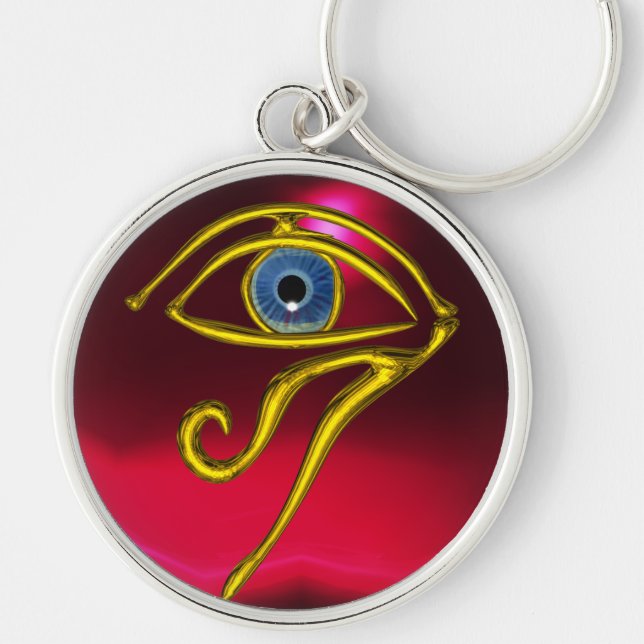 Llavero TALISMAN AZUL / OJO DE HORUS ,Ruby Rojo (Frente)