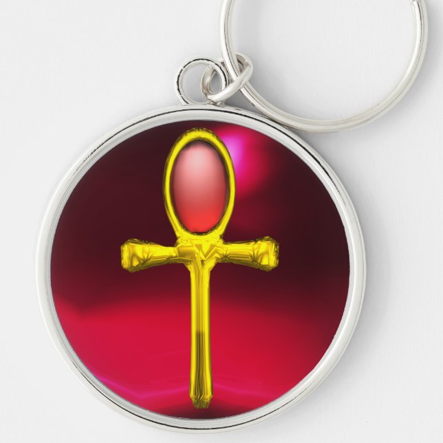 Llavero TALISMAN ROJO, Símbolo de vida eterna ANKH ORO (Frente)