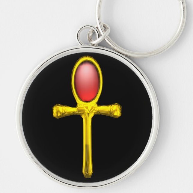 Llavero TALISMAN ROJO, Símbolo de vida eterna ANKH ORO (Frente)