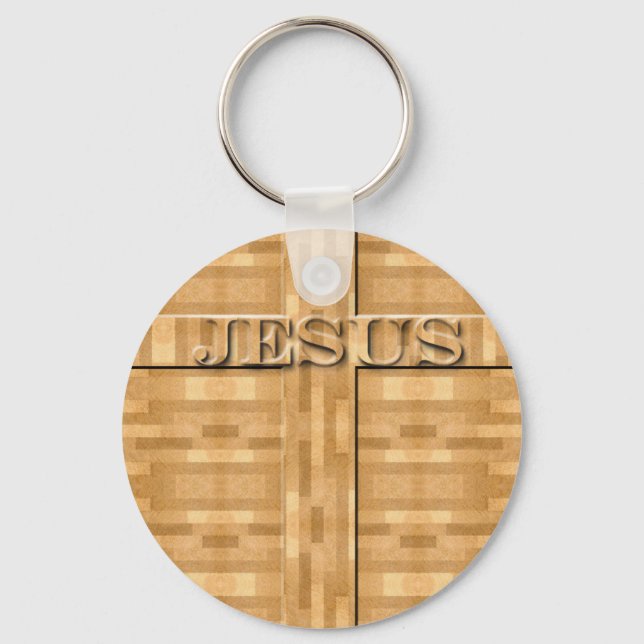 Llavero tallado de madera de Jesús (Anverso)