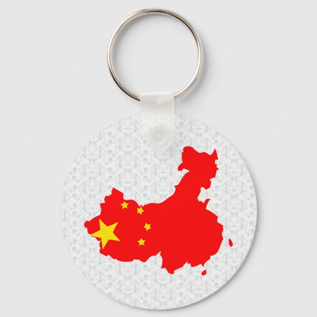Llavero Tamaño completo del mapa de bandera de China (Anverso)
