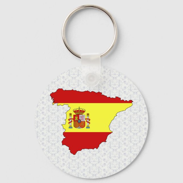 Llavero Tamaño completo del mapa de bandera de España (Anverso)