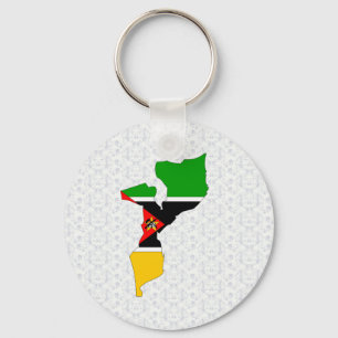 Llavero Tamaño completo del mapa de bandera de Mozambique