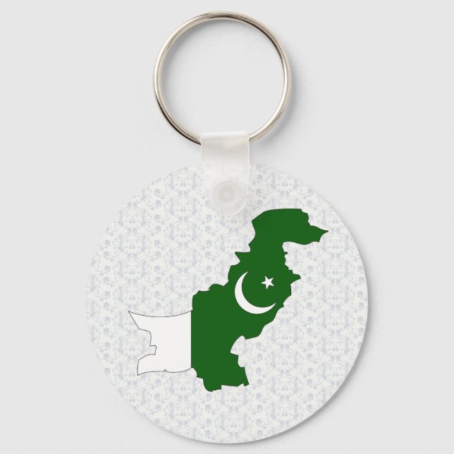 Llavero Tamaño completo del mapa de bandera de Pakistán (Anverso)