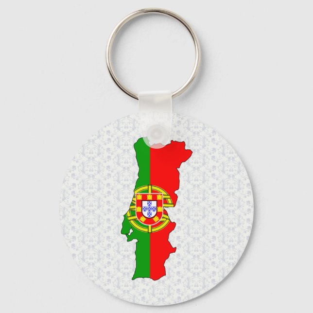Llavero Tamaño completo del mapa de bandera de Portugal (Anverso)