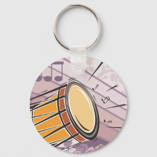 Llavero Tambor Bongo Tradicional Con Notas Musicales