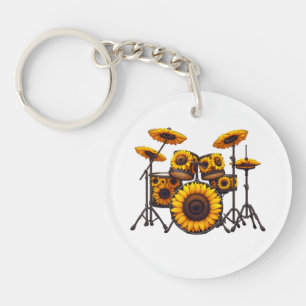 Llavero Tambores Flor de girasol música floral