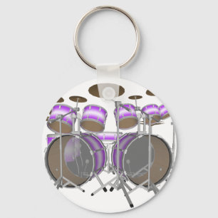 Llavero Tambores: Kit de tambor morado y blanco: Modelo 3D
