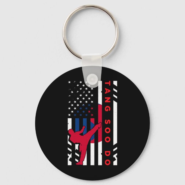 Llavero Tang Soo Do Martial Arts Karate Bandera Americana  (Anverso)