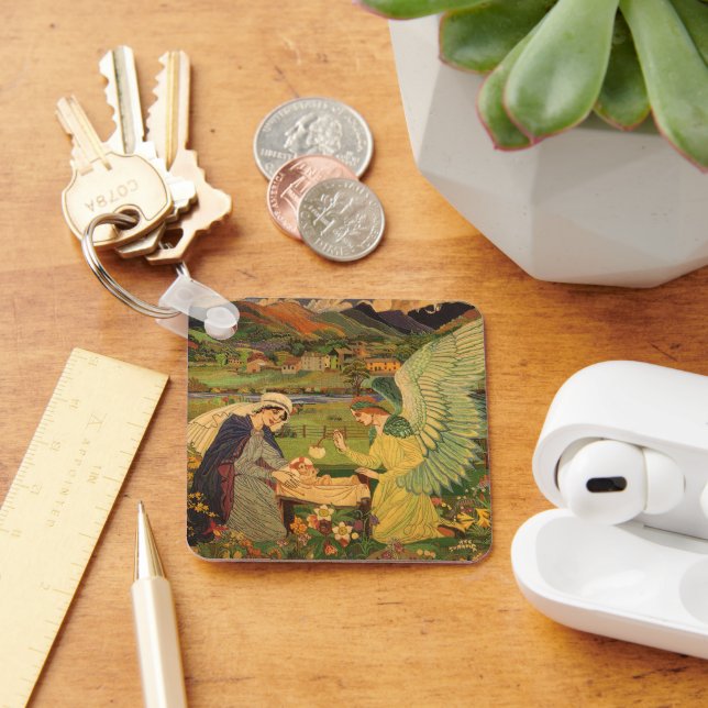 Llavero Tapiz Religioso de la Vintage con el Niño Jesucris (Escritorio )