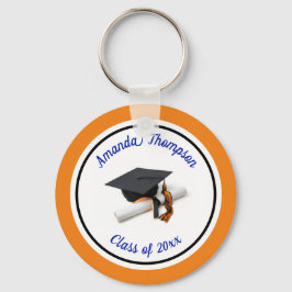 Llavero Tapón de graduación azul y Naranja