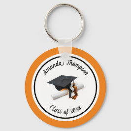 Llavero Tapón de graduación negro y Naranja
