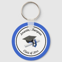 Llavero Tapón y tapón de graduación negro y azul