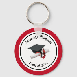 Llavero Tapón y tapón de graduación negro y rojo