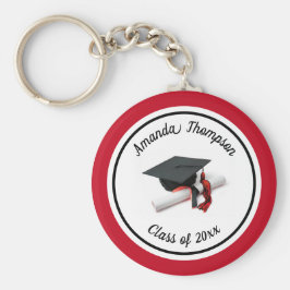 Llavero Tapón y tapón de graduación negro y rojo