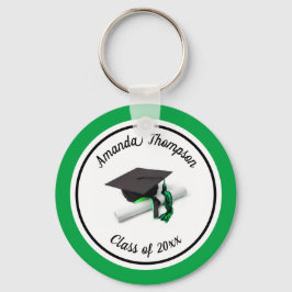 Llavero Tapón y tapón de graduación negro y verde