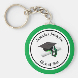 Llavero Tapón y tapón de graduación negro y verde