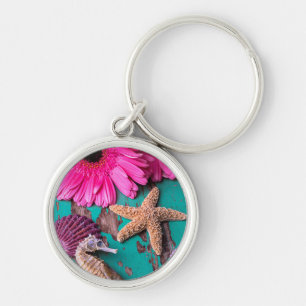 Llavero Tarimas y Seahorse rosados con las estrellas de