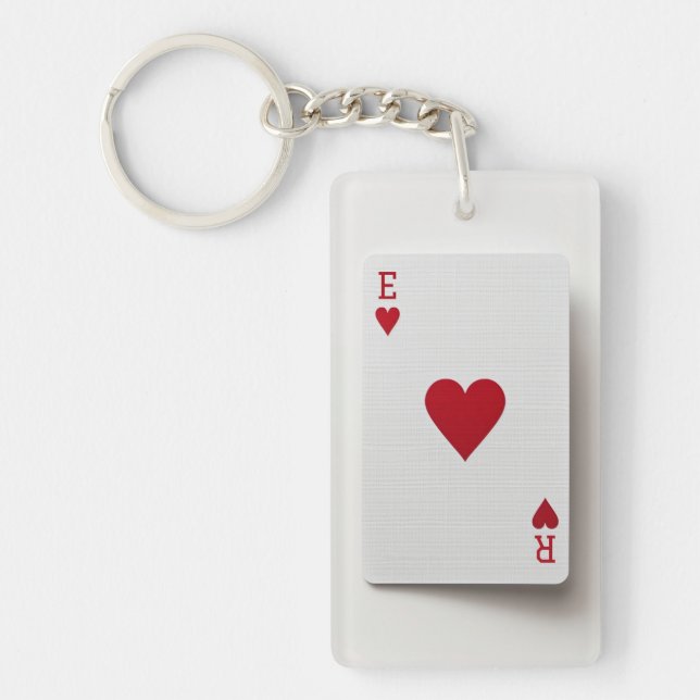 Llavero Tarjeta Ace of Hearts - Anillo de claves inicial (Frente)