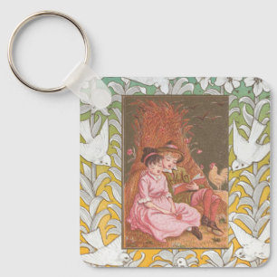 Llavero Tarjeta antigua de San Valentín de la era victoria