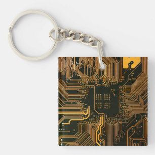 Llavero Tarjeta de circuito electrónico del Naranja del PC