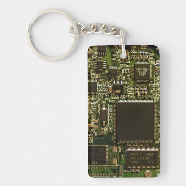 Llavero Tarjeta de Circuito Verde Macro | Foto de PCB (Frente)