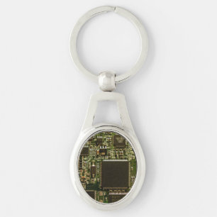 Llavero Tarjeta de Circuito Verde Macro Foto de PCB