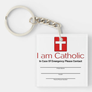 Llavero Tarjeta de contacto de emergencia católica