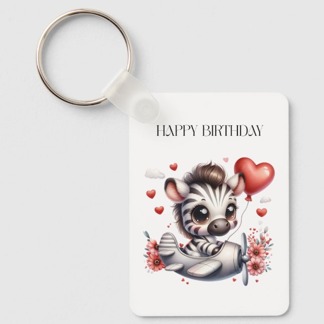Llavero Tarjeta de cumpleaños de cebra piloto (Anverso)