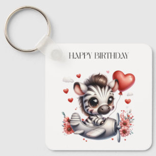 Llavero Tarjeta de cumpleaños de cebra piloto