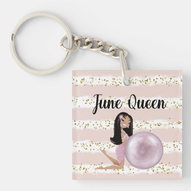 Llavero Tarjeta de cumpleaños de junio Reina de junio  (Frente)