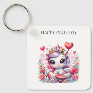 Llavero Tarjeta de cumpleaños de piloto de unicornio