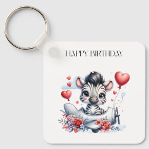 Llavero Tarjeta de cumpleaños del avión cebra