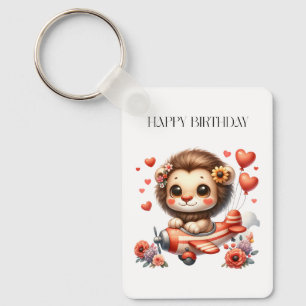 Llavero Tarjeta de cumpleaños del piloto león