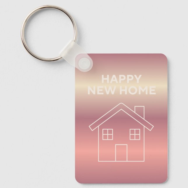 Llavero Tarjeta de Feliz Hogar Nuevo - Gradiente Rosa (Anverso)