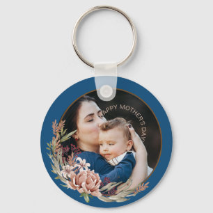 Llavero Tarjeta de foto floral del día de la madre para hi