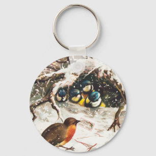 Llavero Tarjeta de Navidad de la era Victoriana antigua, p