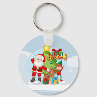 Llavero Tarjeta de Navidad de Santa Claus y Amigos