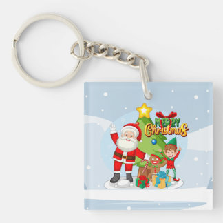 Llavero Tarjeta de Navidad de Santa Claus y Amigos