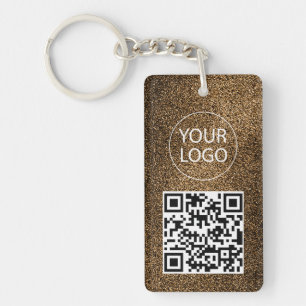 Llavero Tarjeta de presentación con código QR de purpurina