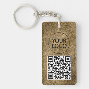 Llavero Tarjeta de presentación con código QR de purpurina