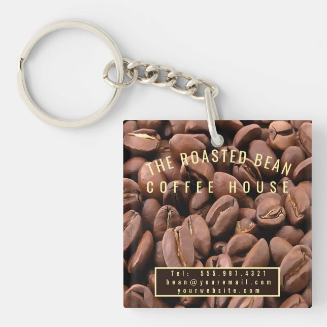 Llavero Tarjeta de presentación de granos de café tostados (Frente)